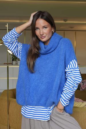 Morag Cowl Knit Tank Soft Cobalt /8 =